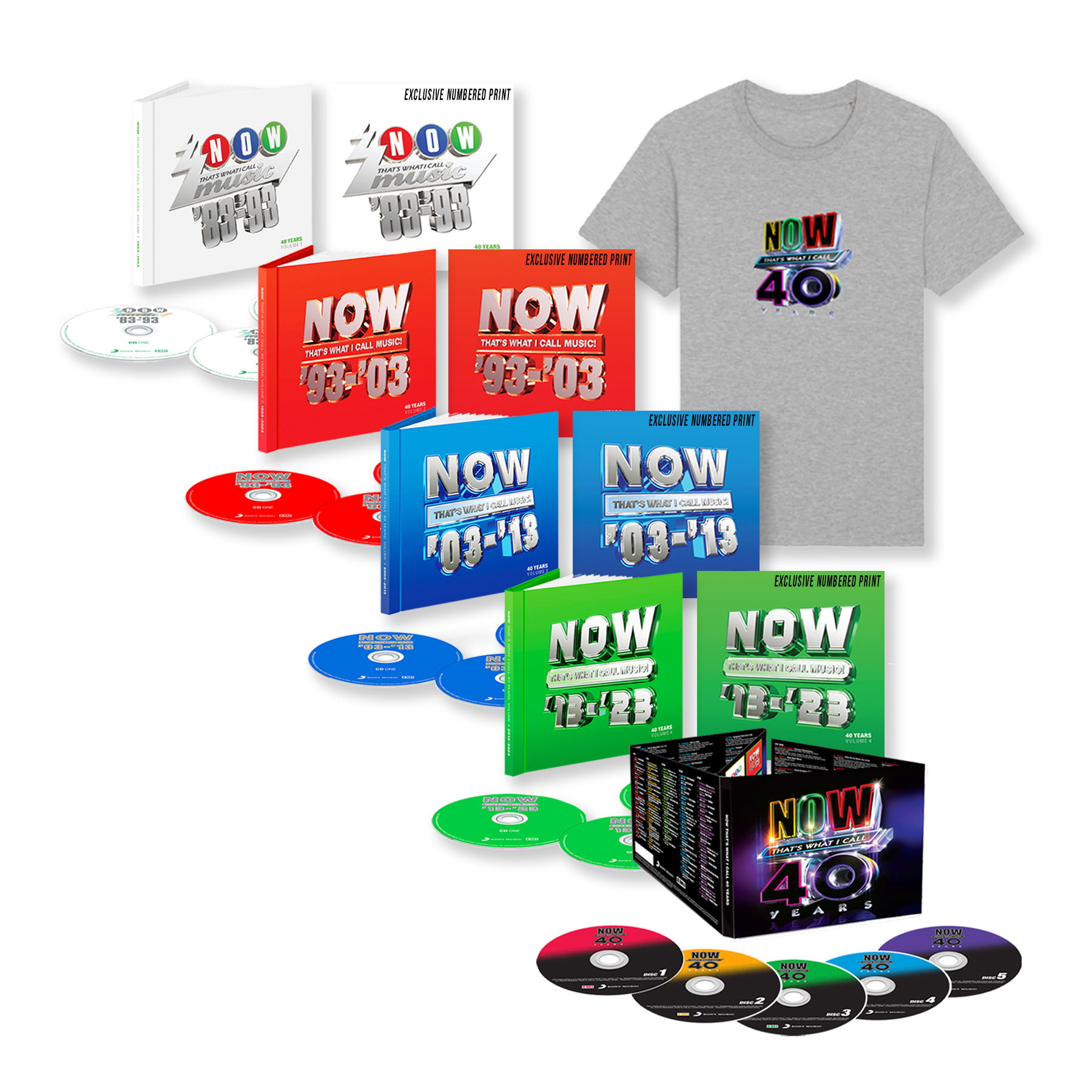 NOW 40th Anniversary Super Deluxe Fan CD Bundle & Grey T-Shirt