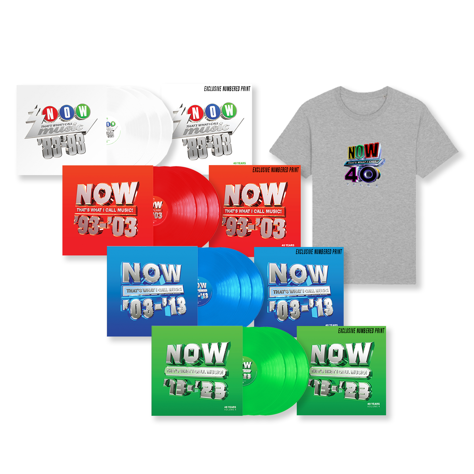 NOW 40th Anniversary Collectors Vinyl Bundle & Grey T-Shirt