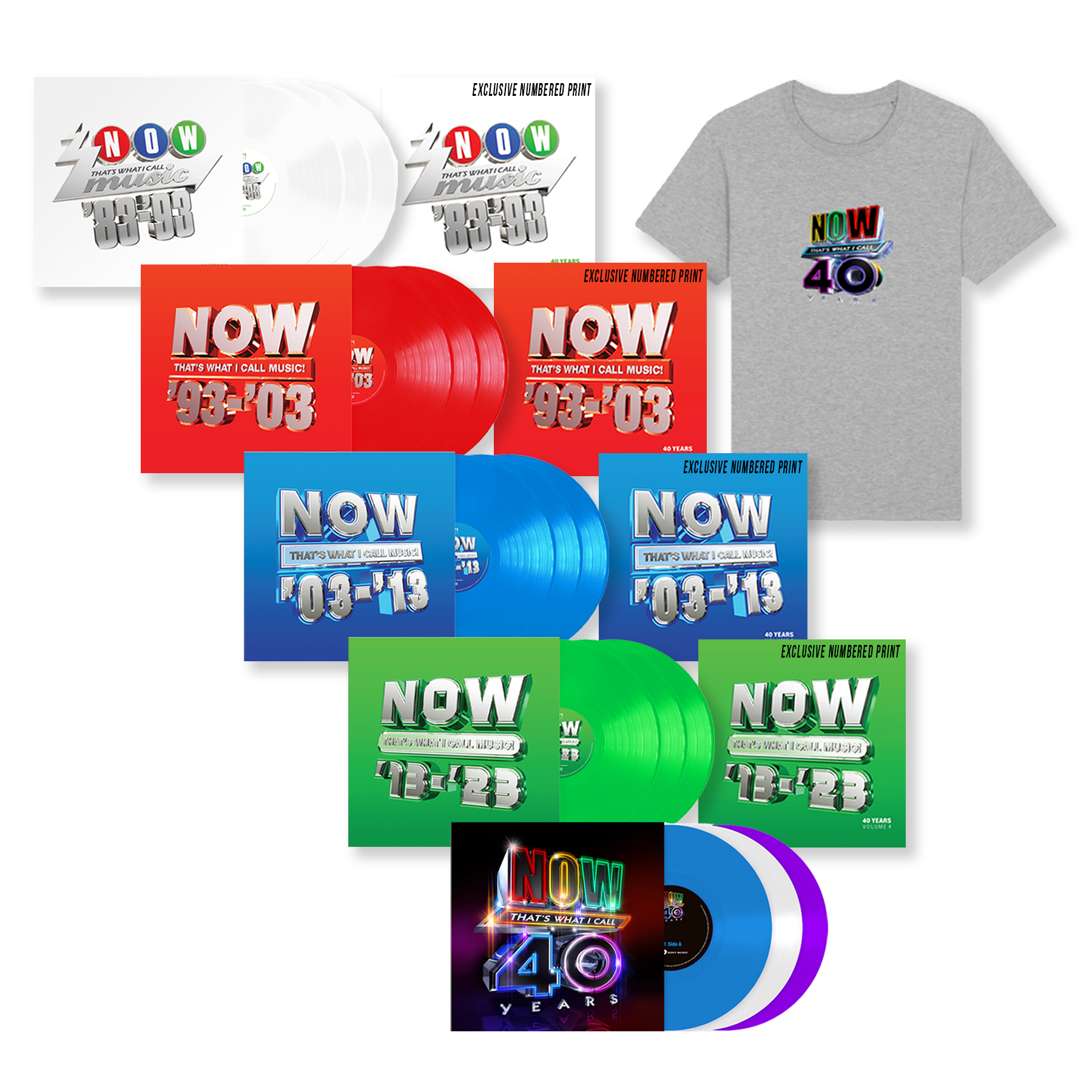 NOW 40th Anniversary Super Deluxe Fan Vinyl Bundle & Grey T-Shirt