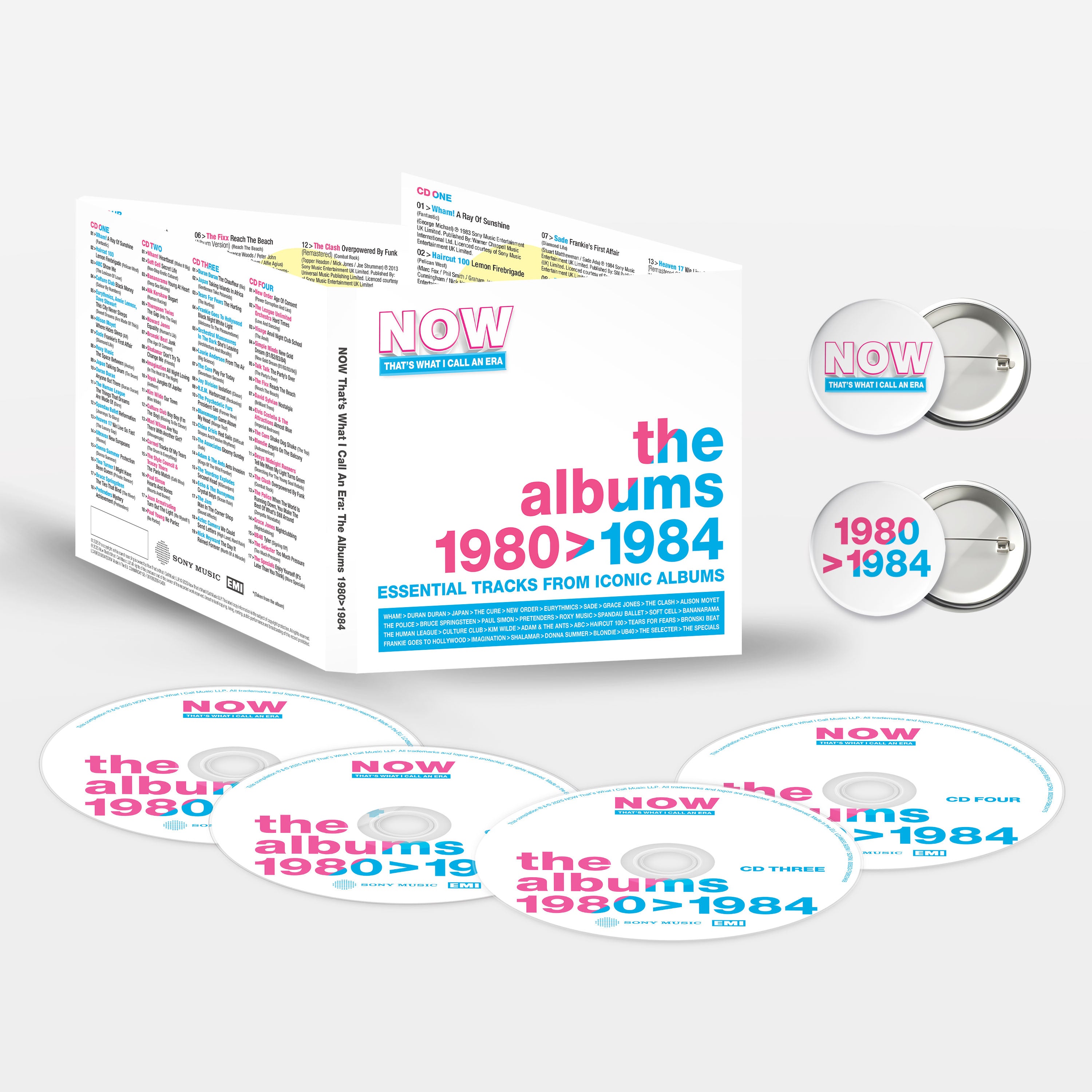 NOW That's What I Call An Era: The Albums - 1980-1984 (4CD) & Badge Set