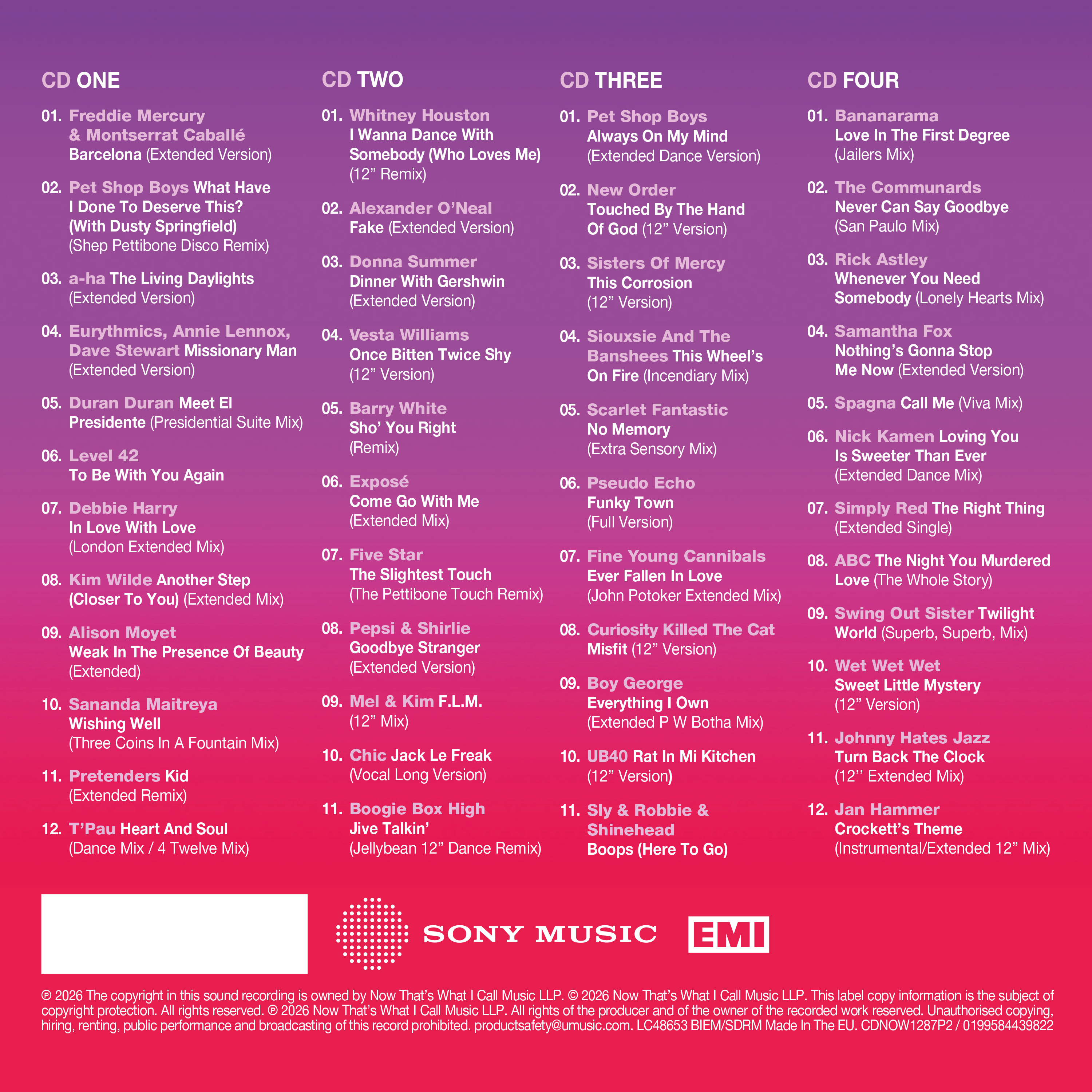 Various Artists - NOW 12” 80s: 1987 – Part Two (4CD)