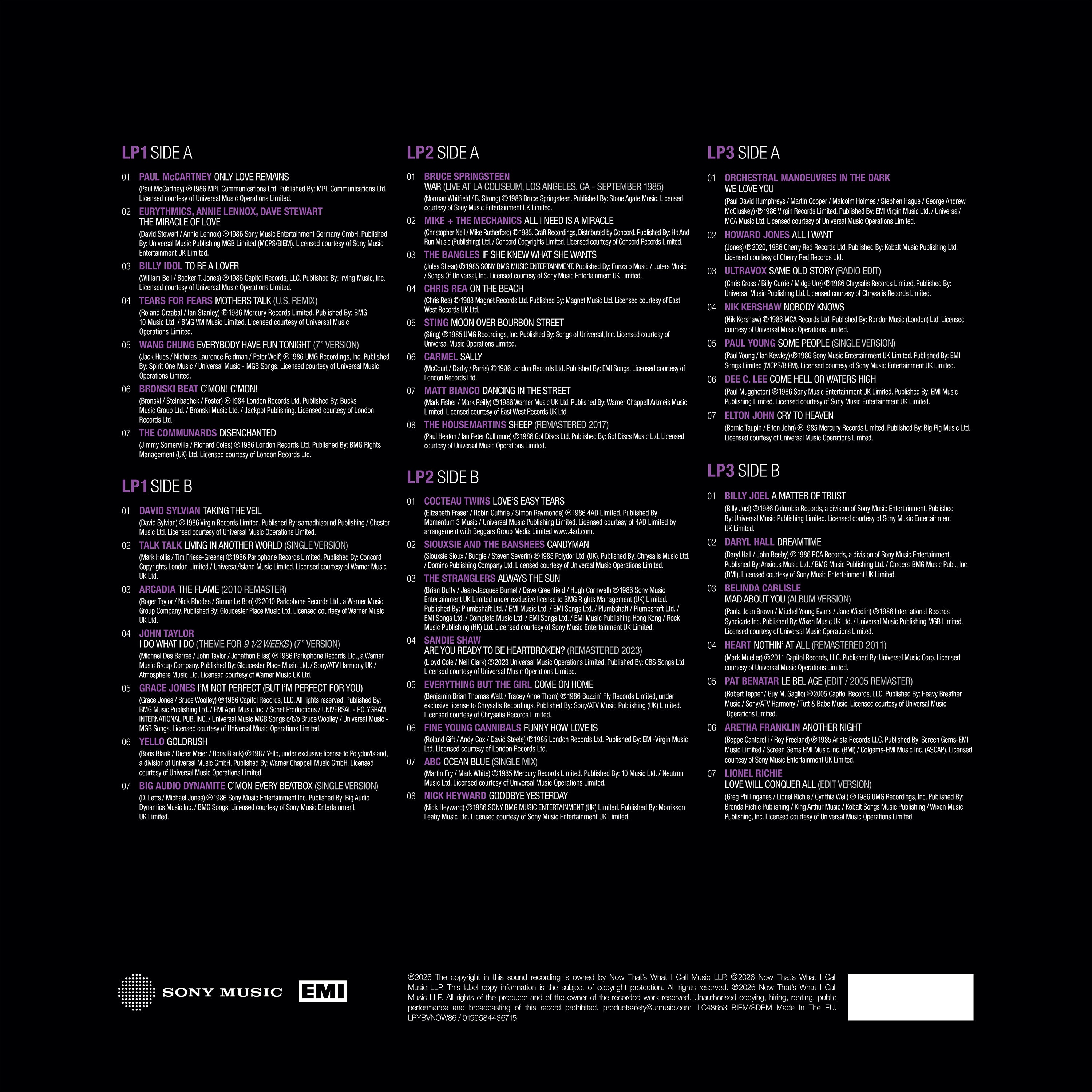 Various Artists - NOW Yearbook – THE VAULT: 1986 (3LP)
